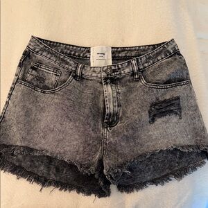 One Teaspoon Black Distressed Jean Shorts